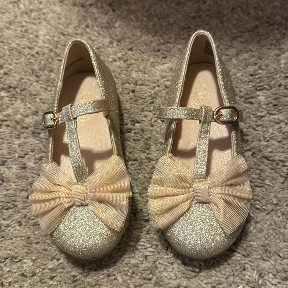 Toddler girl baby doll shoes - Gold - Size 8C